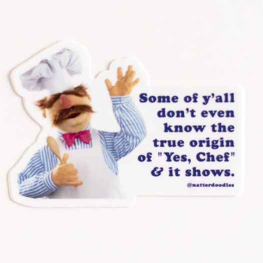 Yes, Chef Muppet Sticker — Swedish Chef, The Bear Parody Vinyl Sticker (3")
