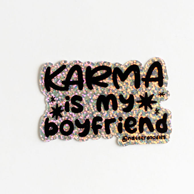 Karma Is My Boyfriend Glitter Vinyl Sticker – Taylor Swift Inspired Waterproof Aesthetic Decal