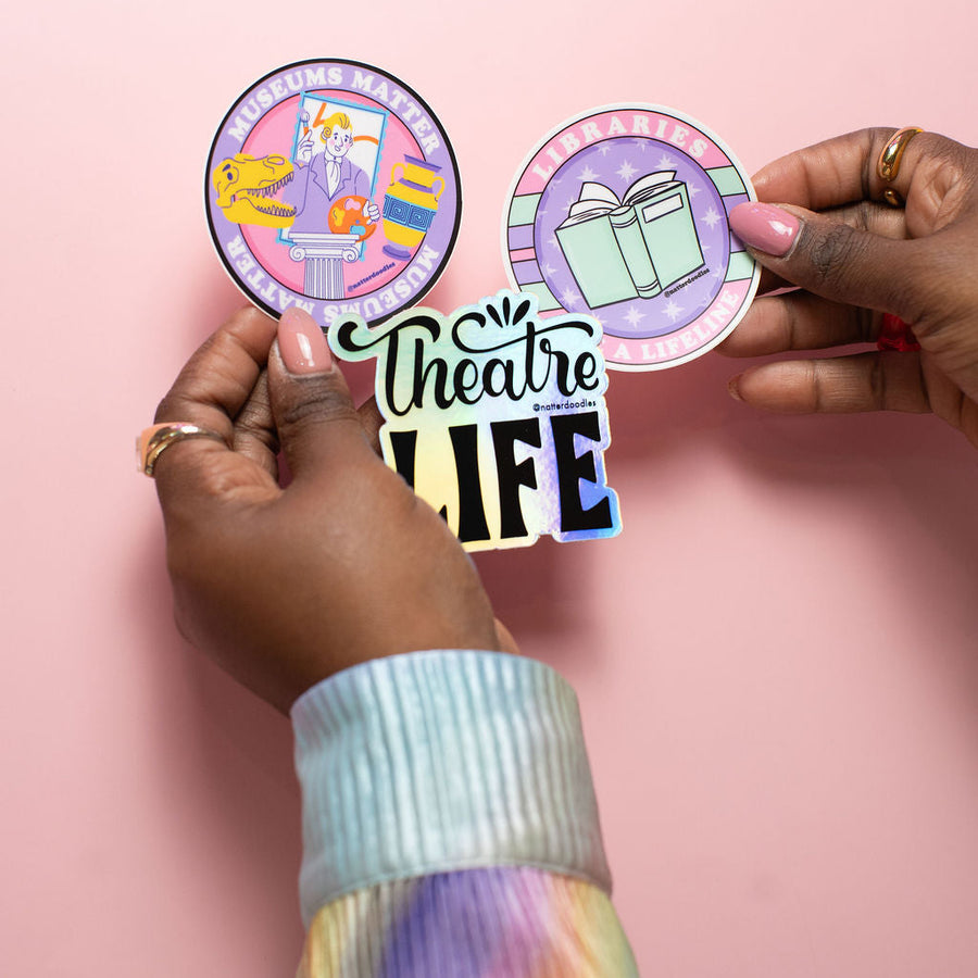 Theatre Life Holographic Sticker – Drama Kid Actor Gift Vinyl Decal for Performers & Stage Crew