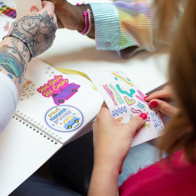 Hot Girls Hit Curbs Glitter Sticker – Funny Driver Vinyl Car Decal Pink Convertible 3”