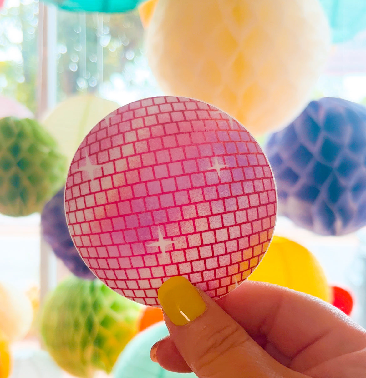 Pink Disco Ball Sticker