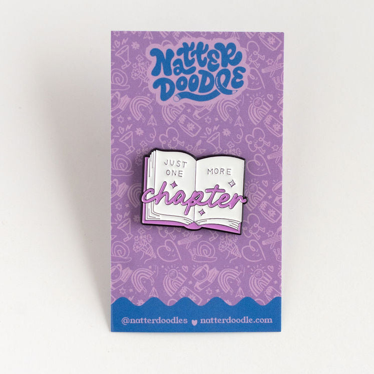just one more chapter pin, reader gift, book lover pin, booktok accessory, reading gift, enamel pin