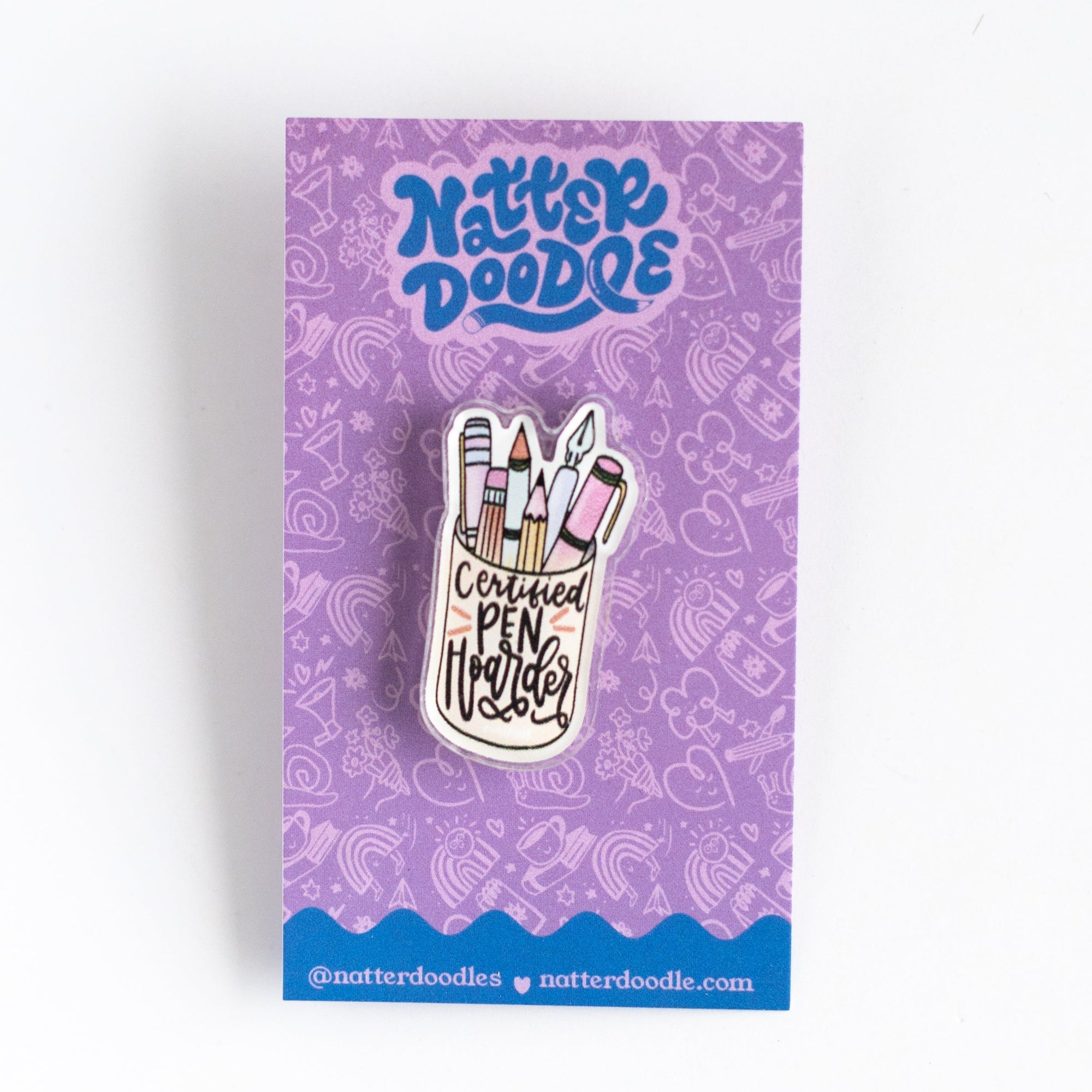 pen pin, stationery lover gift, planner accessory, journaling gift, pen collector, stationery addict, planner girl gift, acrylic pin, office supply lover