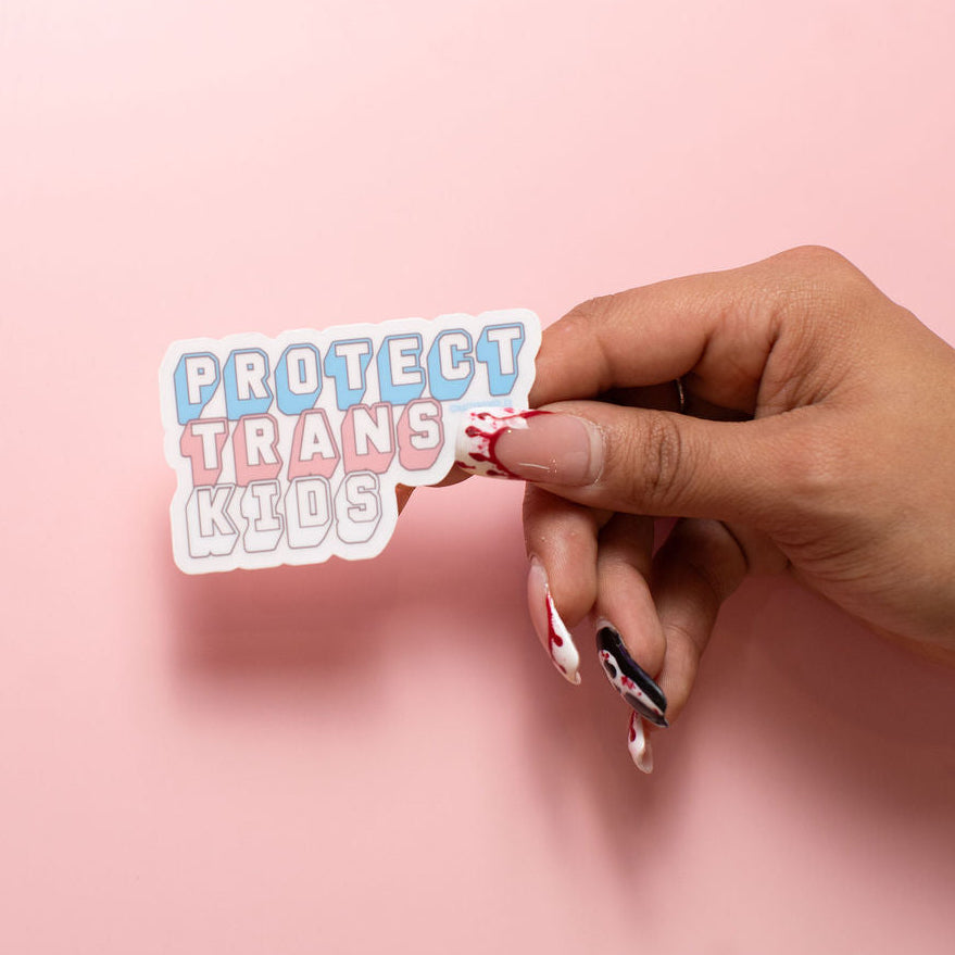 Protect Trans Kids Glitter Vinyl Sticker – LGBTQ+ Support Pride Decal 3x3