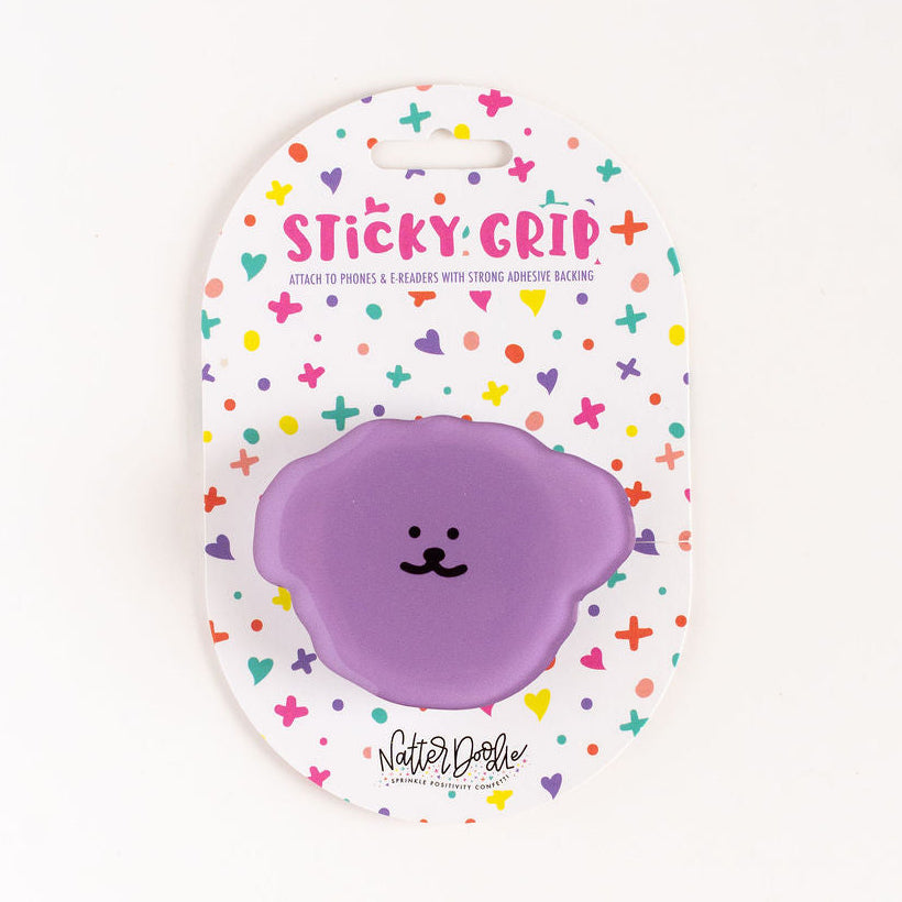 Pawsitively Handy Sticky Grip — Purple Puppy Phone Grip