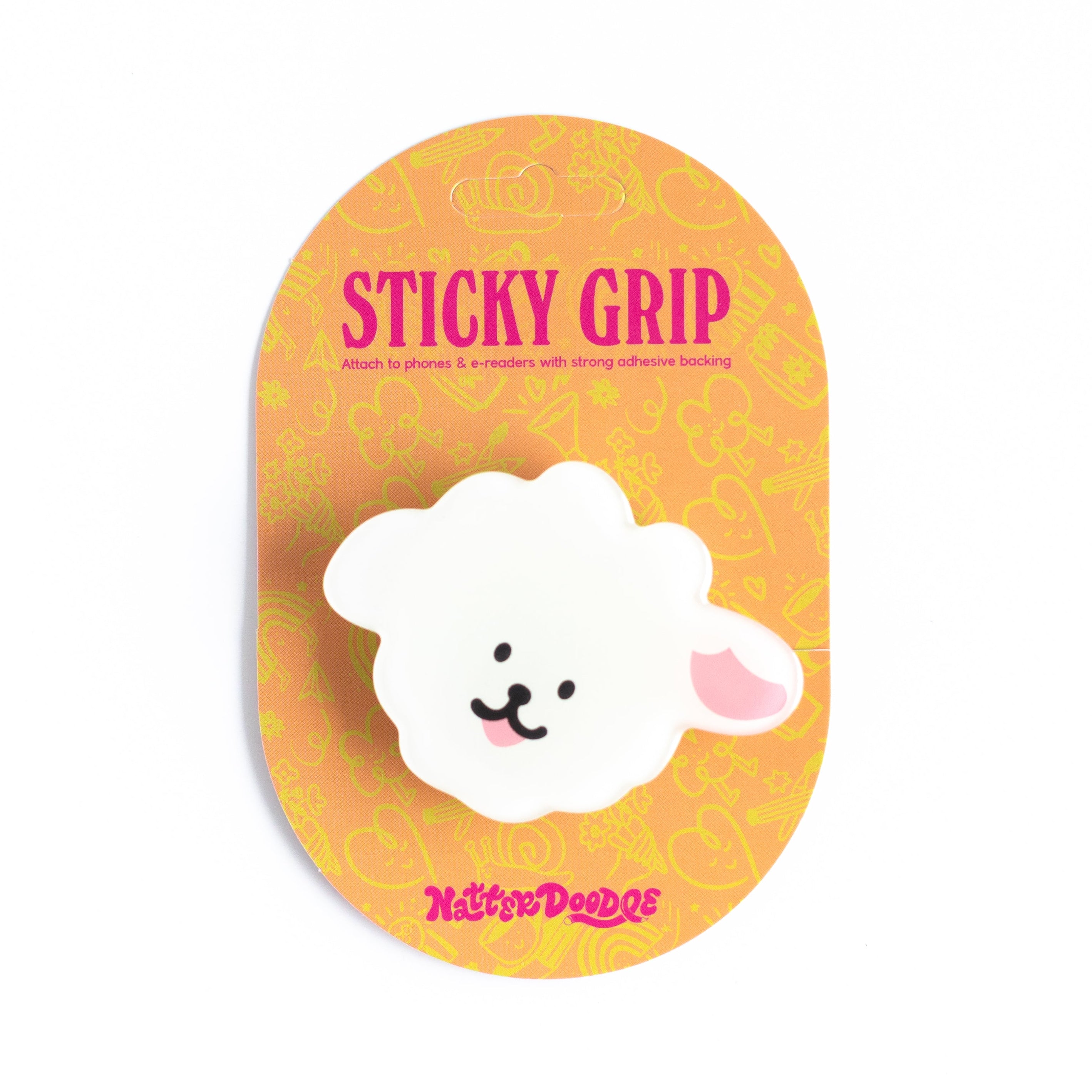 sheep sticky grip, lamb phone grip, cute animal phone accessory, farm animal gift, cozy aesthetic, sheep lover gift, e-reader accessory, kawaii sheep, cute phone stand, NatterDoodle
