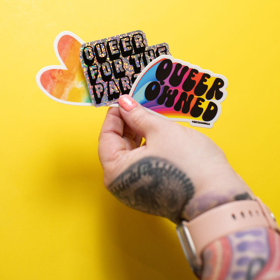 Queer for the Party Sticker – Bold LGBTQ Pride Vinyl Sticker for Laptop, Water Bottle, Car
