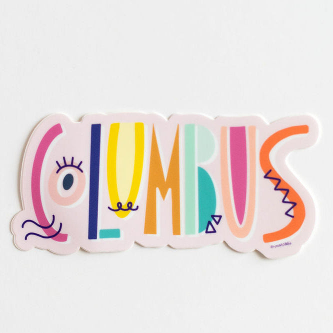 Creative Columbus Sticker – Colorful Ohio Pride Vinyl Sticker for Laptops, Water Bottles & Cars