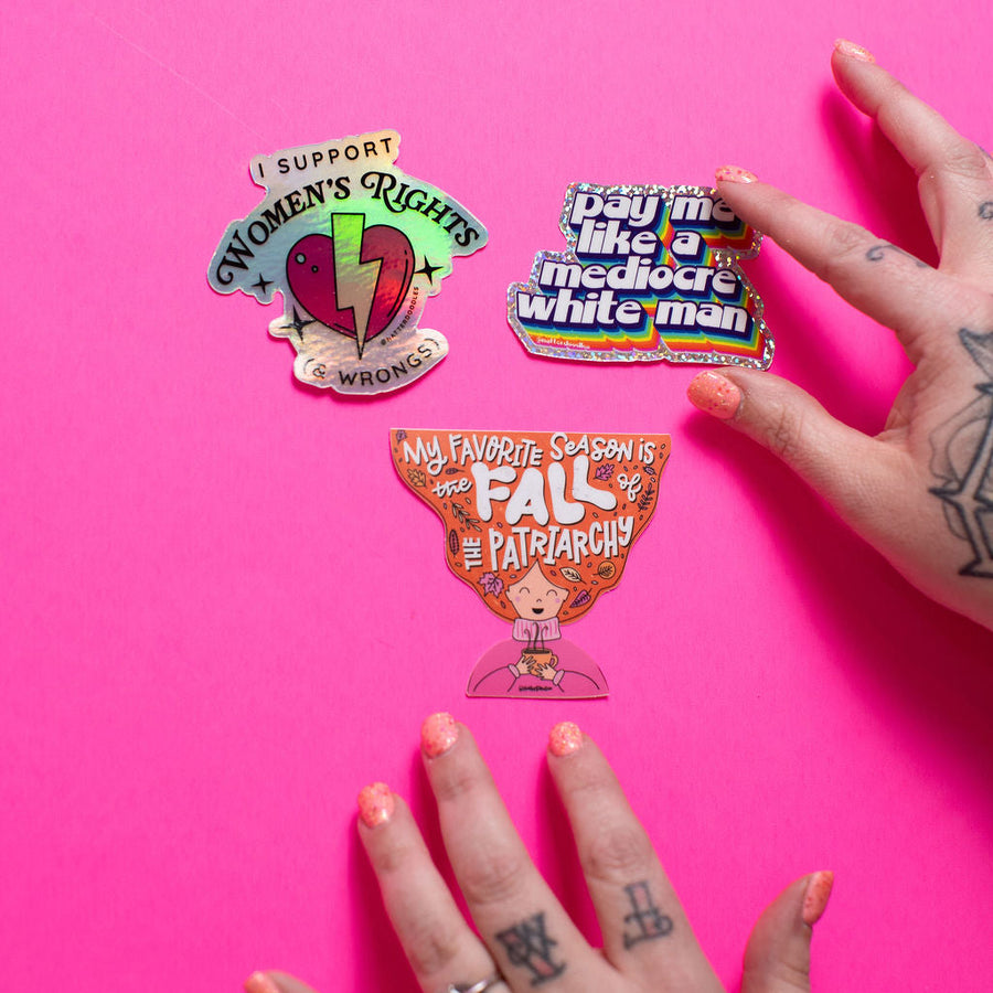 I Support Women’s Rights & Wrongs Acrylic Pin – Feminist Empowerment Jacket Backpack Accessory