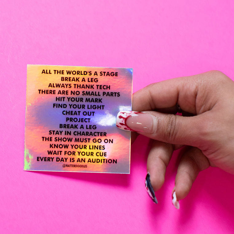 Theatre Speak Holographic Sticker – Drama Kid Vinyl Decal for Actors Tech Crew & Stage Fans