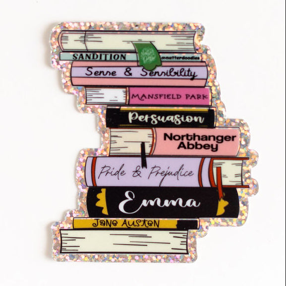 Jane Austen Book Stack Sticker