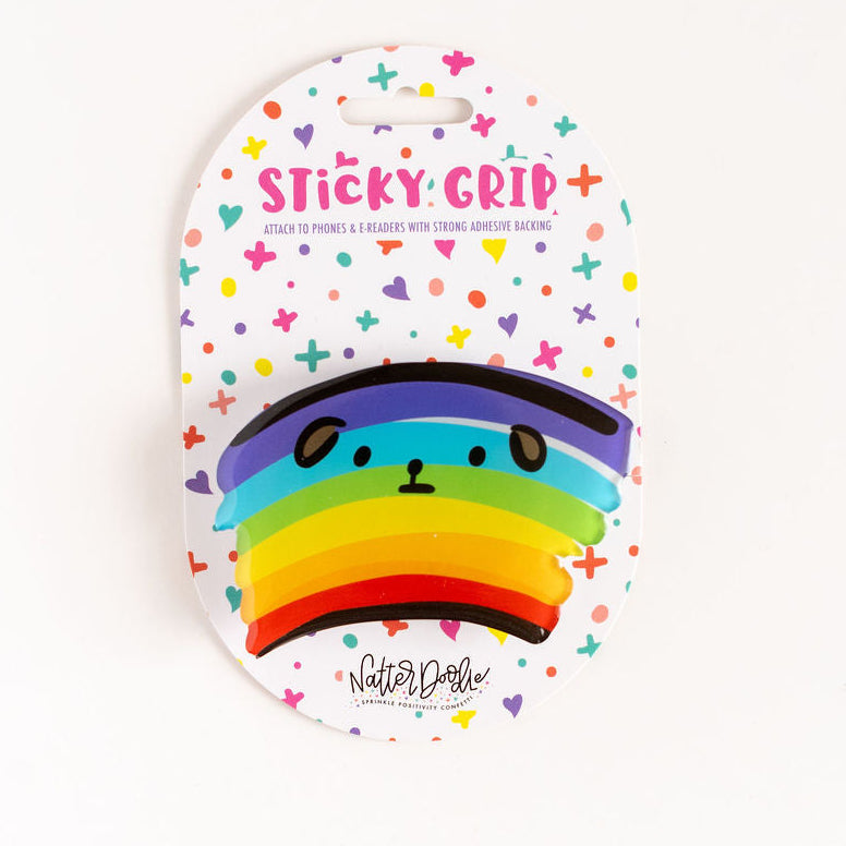 Rainbow Retriever Sticky Phone Grip | Cute Dog Phone Holder | Colorful Secure Grip