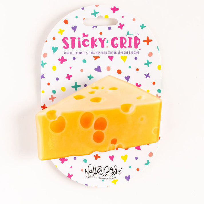 Grate Expectations Cheddar Sticky Grip — Funny Cheese Phone Grip & Cute Device Accessory
