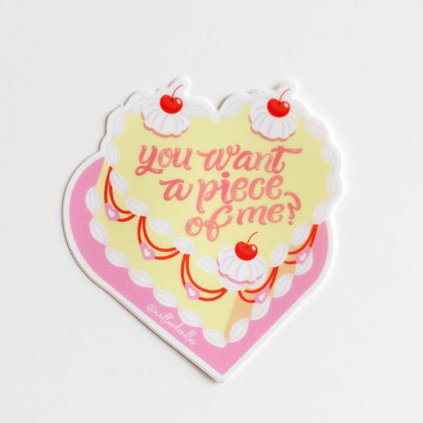 You Want a Piece of Me? Coquette Cake Sticker – Heart Frosting Vinyl Sticker