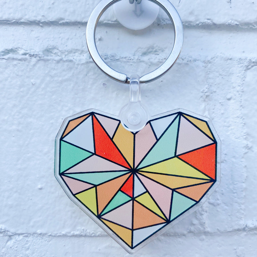 Joyful Mosaic Heart Keychain