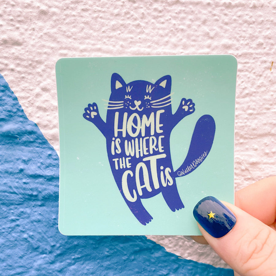 Home Is Where the Cat Is Sticker – Cute Cat Lover Vinyl Waterproof Die Cut Pet Parent Decal
