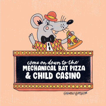 Mechanical Rat Pizza & Child Casino Sticker