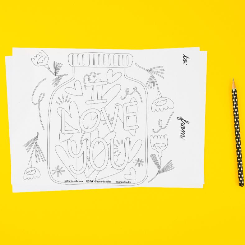 Love Jar & Valentine's Flowers Coloring Pages