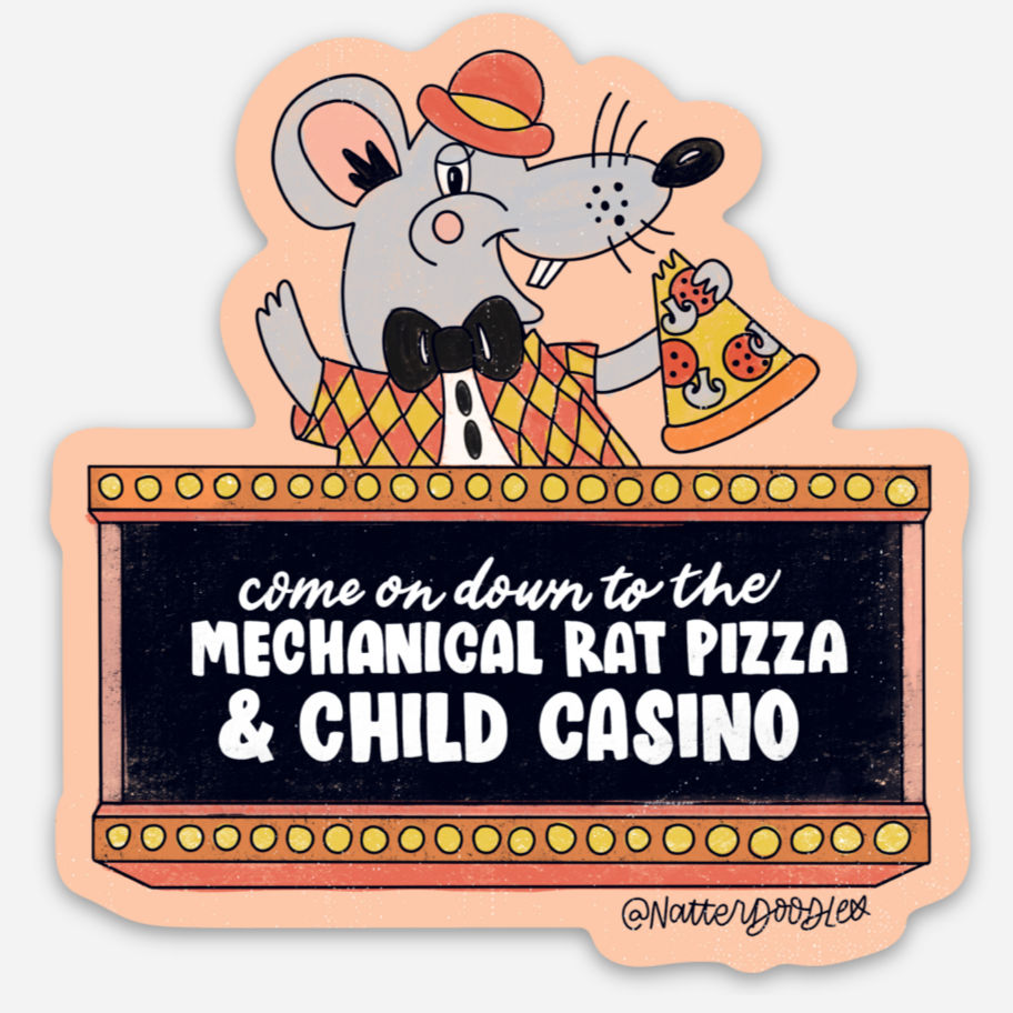 Mechanical Rat Pizza & Child Casino Sticker